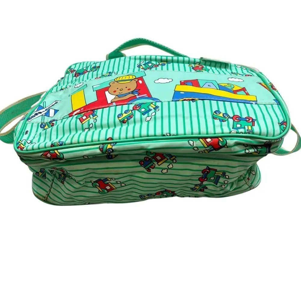 Rare Vintage Cutie‎ Pie Green Pinstripe Choo Choo Mini Diaper Bag